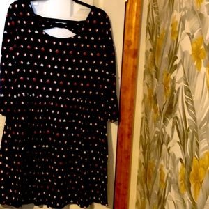 Navy Blue Hearts Pattern Dress